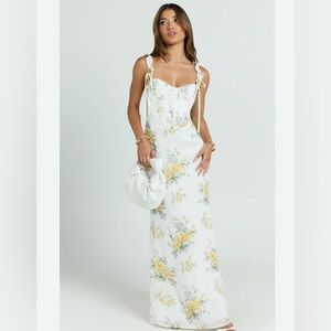 Showpo White and Yellow Floral Maxi Dress